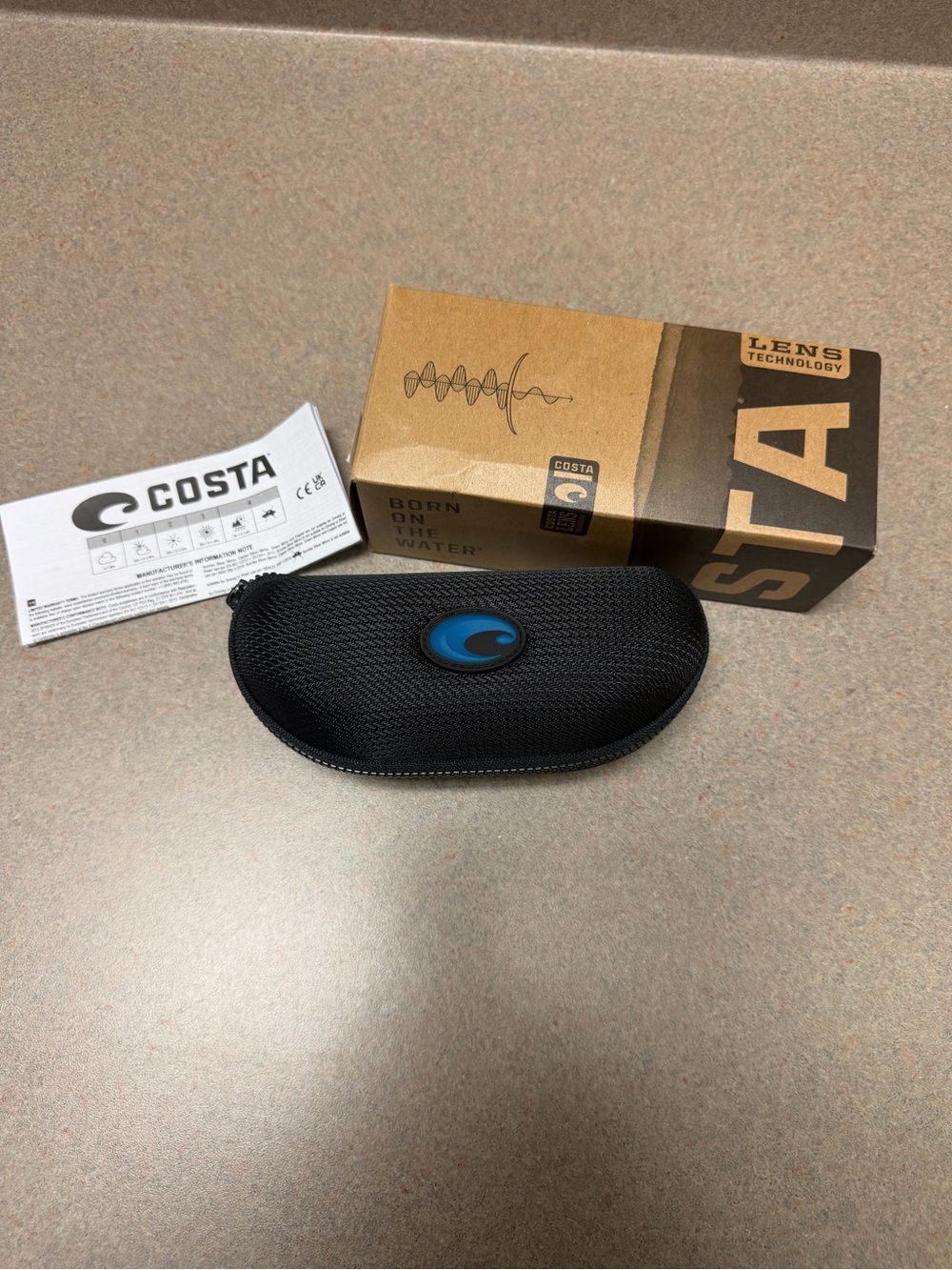Costa Black Sunglasses Case with Blue Logo